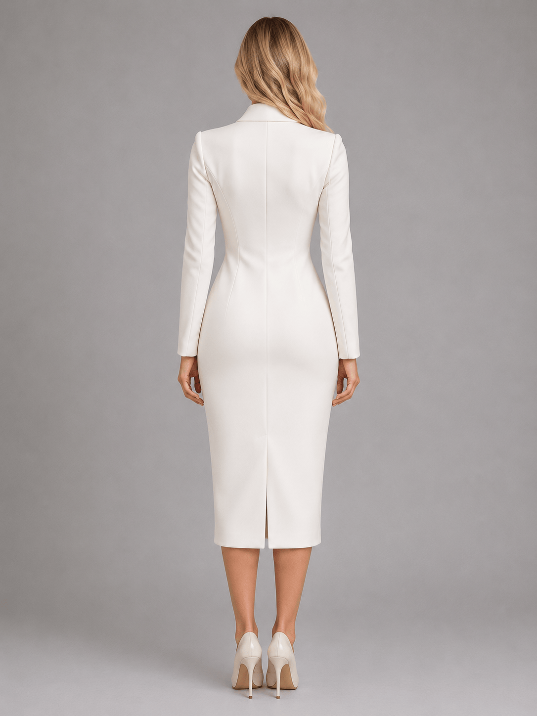 Abito Blazer Donna Midi Sartoriale con Revers e Bottoni