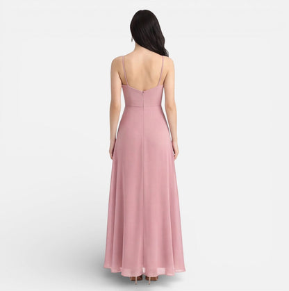 Abito Damigella Rosa da Matrimonio in Chiffon Fluido