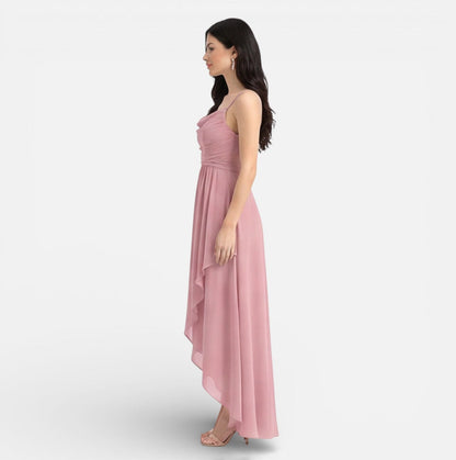 Abito Damigella Rosa da Matrimonio in Chiffon Fluido