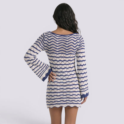 Abito Corto Donna da Spiaggia a Righe Boho
