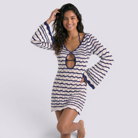 Abito Corto Donna da Spiaggia a Righe Boho