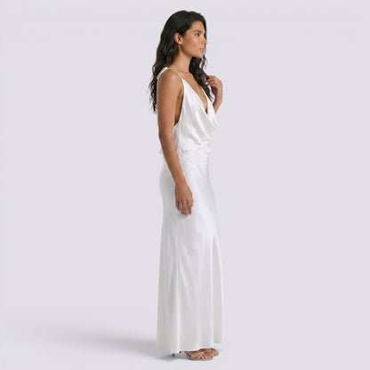 Abito da Sera Donna in Raso con Scollo Halter e Linea Femminile