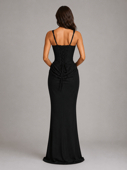 Abito Lungo Donna Elegante, Aderente e Smanicato