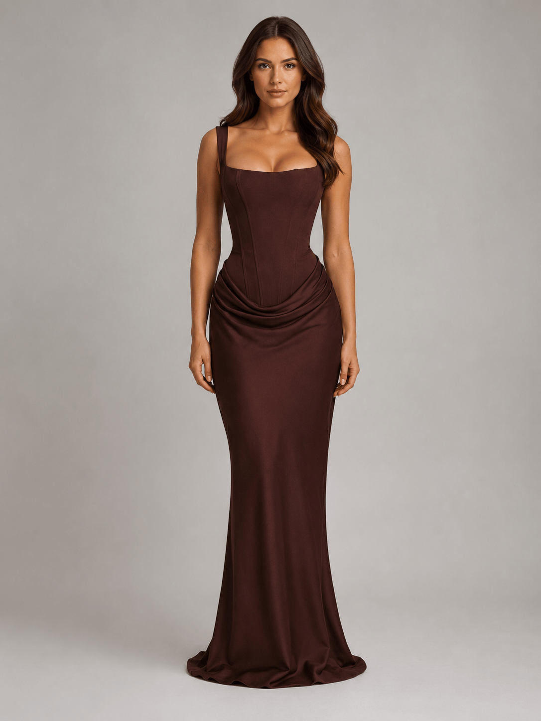 Abito Lungo Donna Elegante, Aderente e Smanicato
