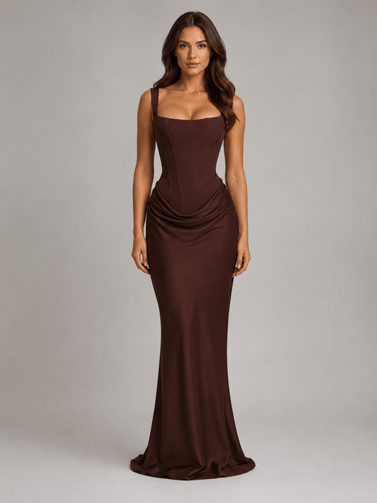 Abito Lungo Donna Elegante, Aderente e Smanicato