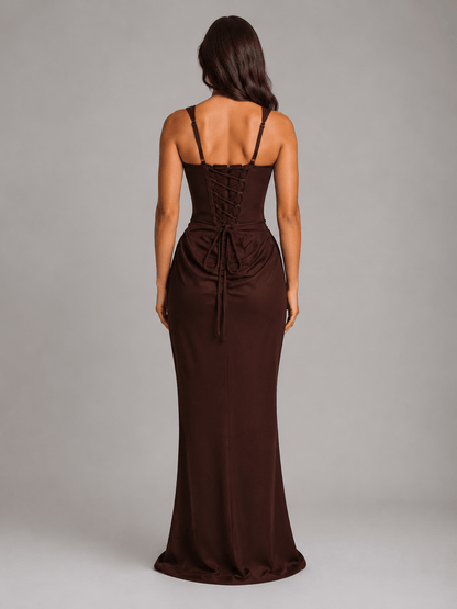 Abito Lungo Donna Elegante, Aderente e Smanicato
