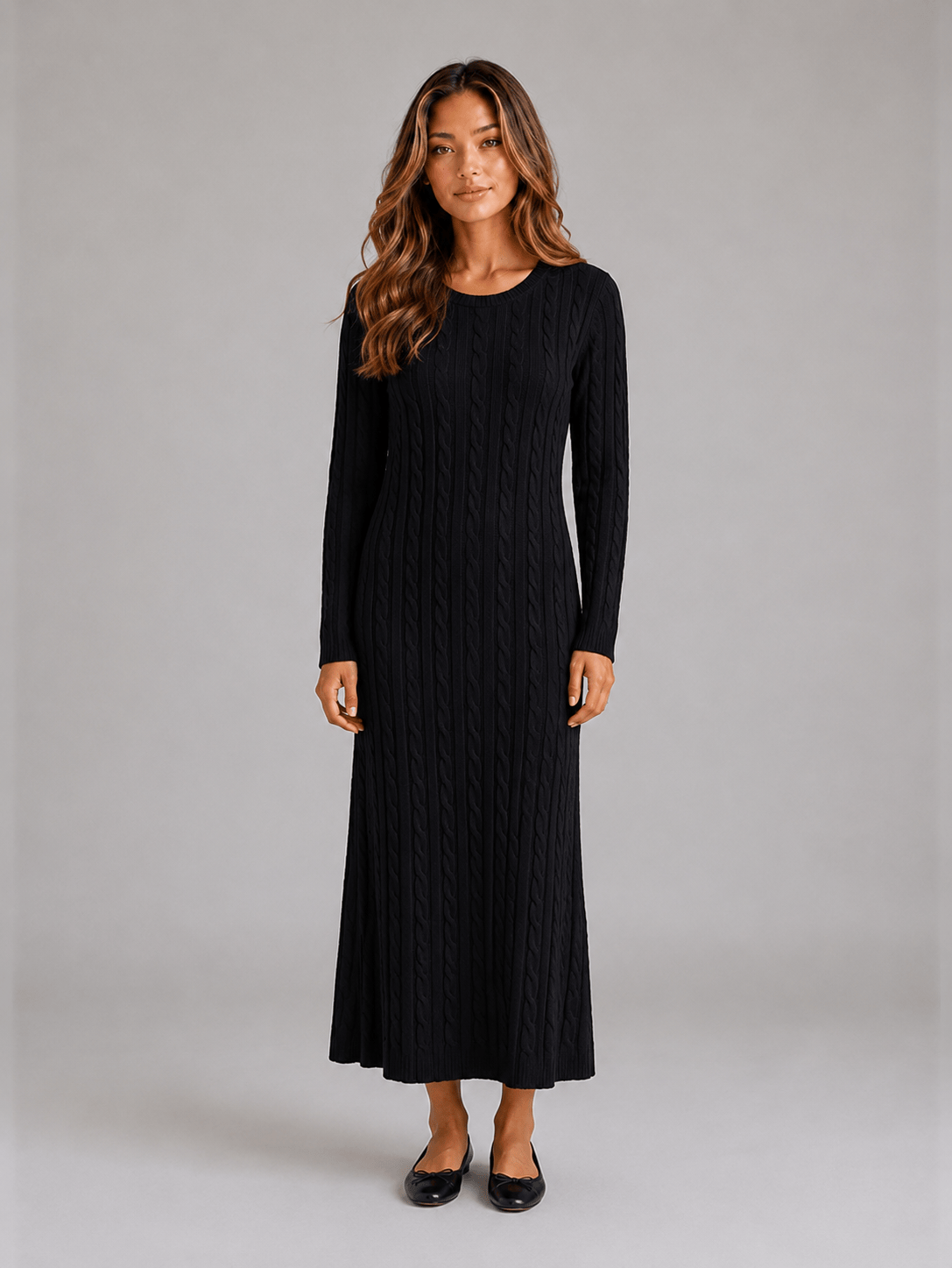 Abito Lungo Donna Maglia Viscosa, Invernale, Maniche Lunghe