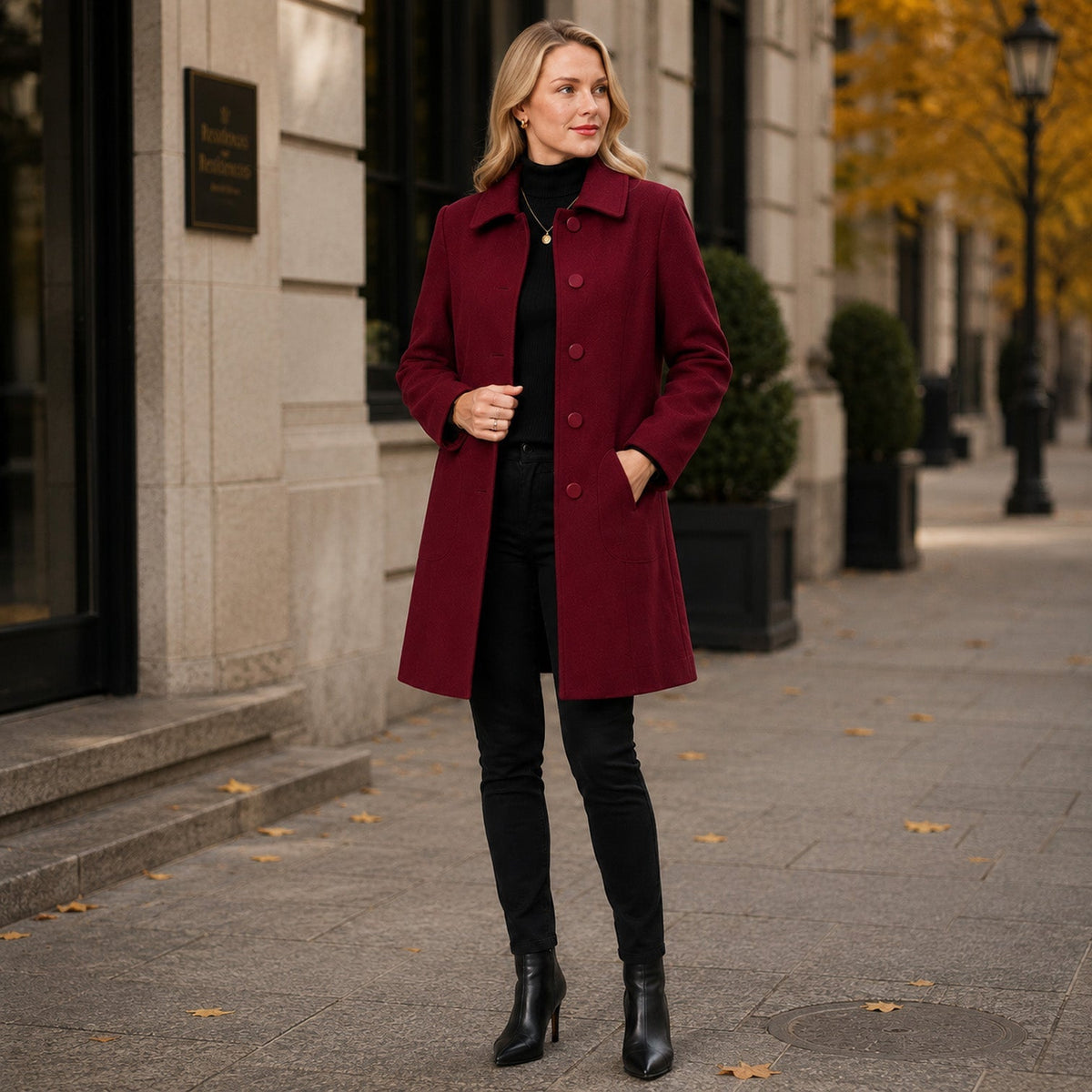 Cappotto Donna Lungo Invernale in Misto Lana Classico