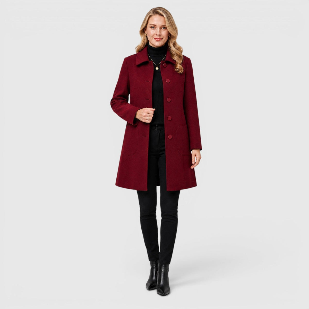 Cappotto Donna Lungo Invernale in Misto Lana Classico