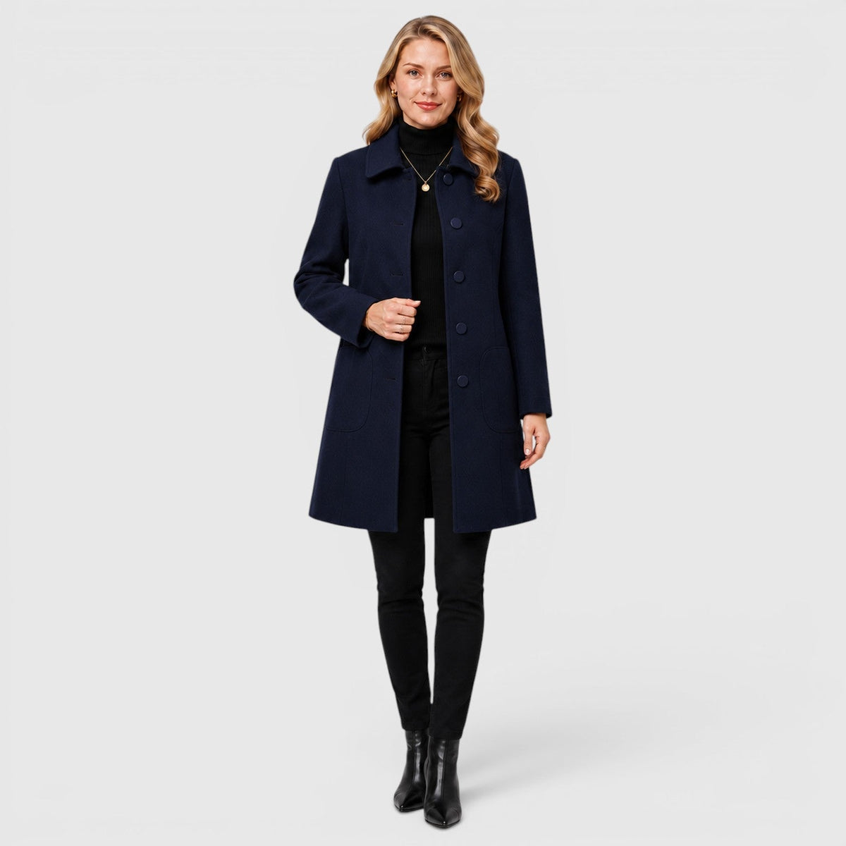 Cappotto Donna Lungo Invernale in Misto Lana Classico