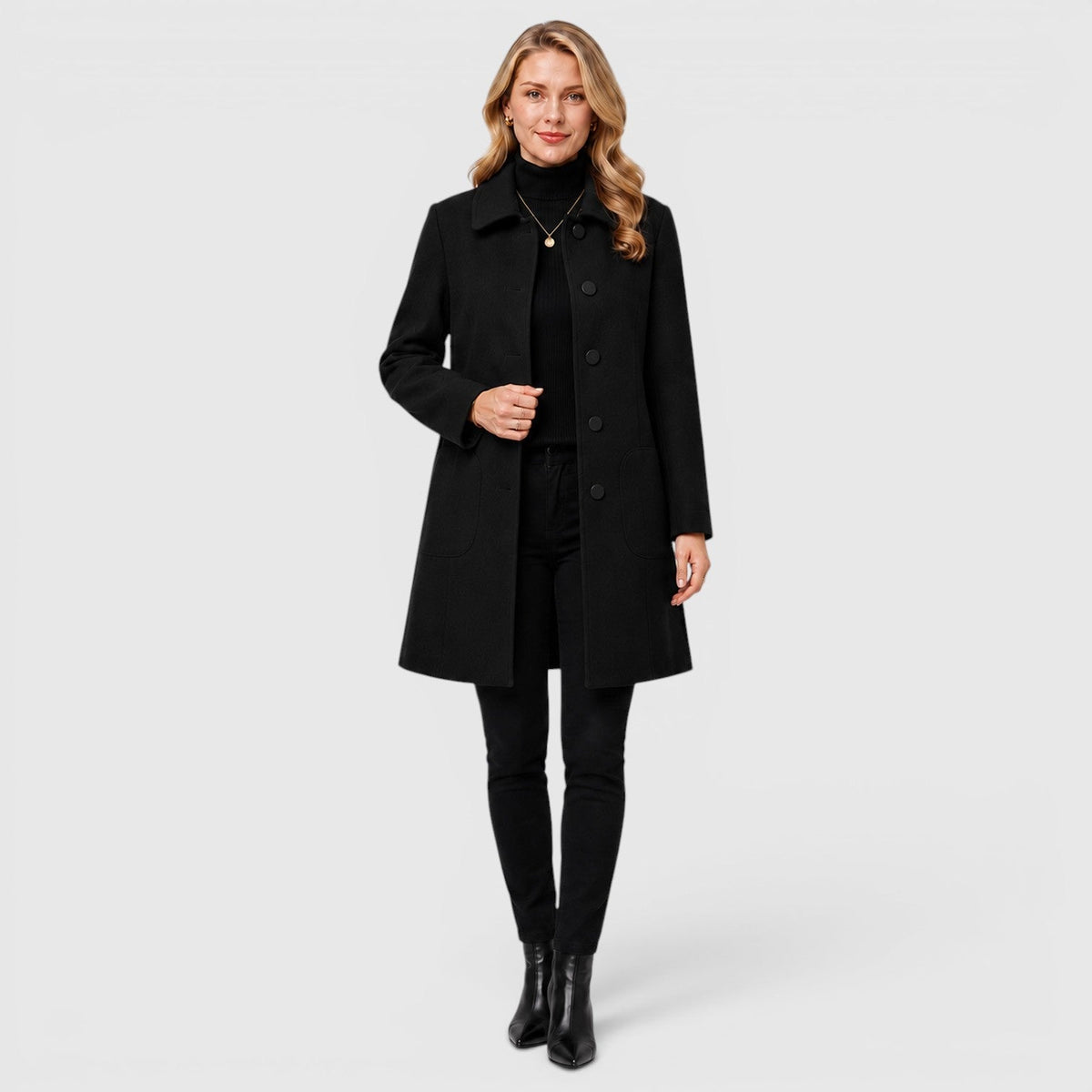 Cappotto Donna Lungo Invernale in Misto Lana Classico