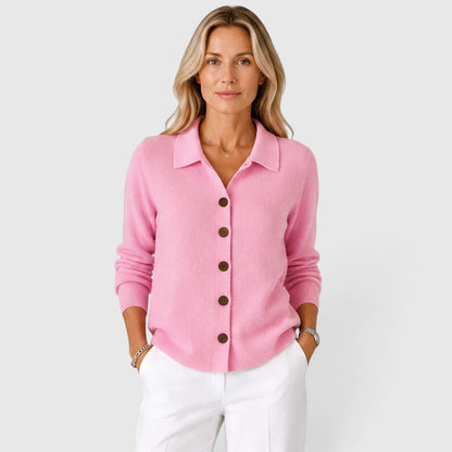 Cardigan Donna Autunnale Classico Maglia Colletto Bottoni