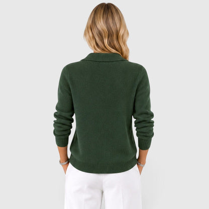 Cardigan Donna Autunnale Classico Maglia Colletto Bottoni