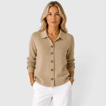 Cardigan Donna Autunnale Classico Maglia Colletto Bottoni