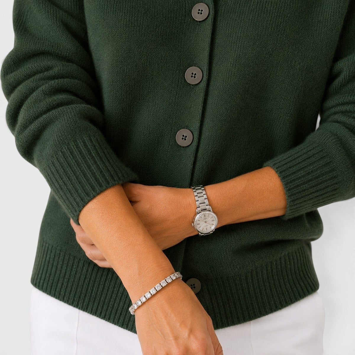 Cardigan Donna Autunnale Classico Maglia Colletto Bottoni