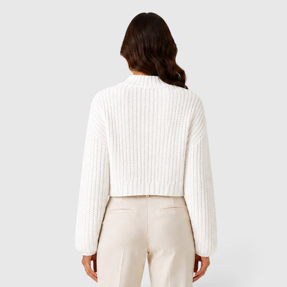 Maglione Corto Donna Elegante con Mezzo Collo Alto