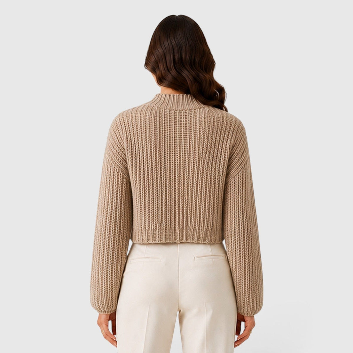 Maglione Corto Donna Elegante con Mezzo Collo Alto