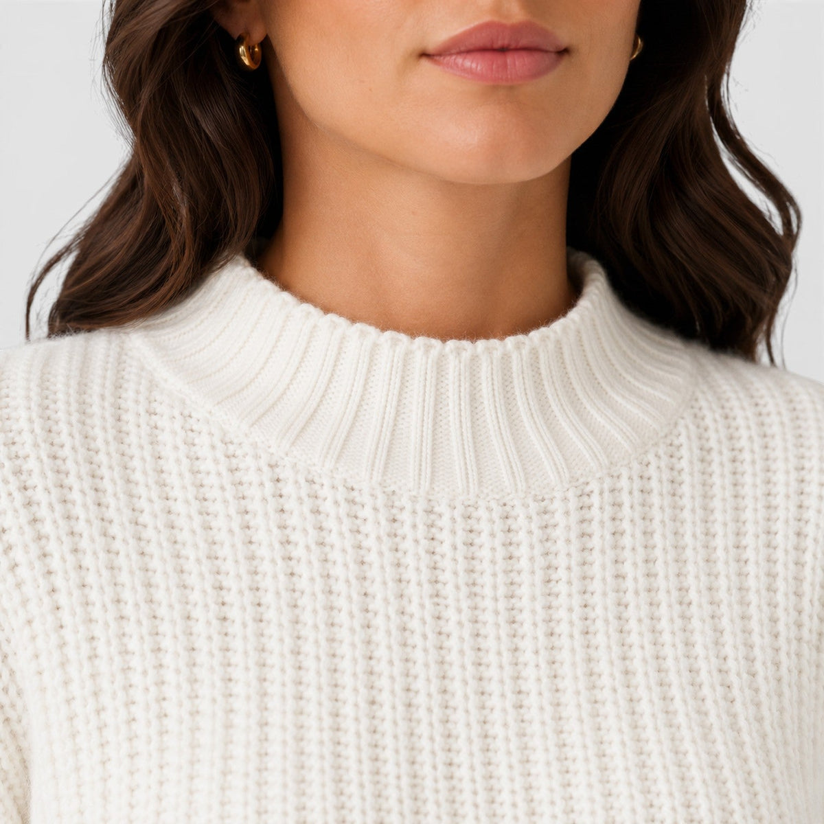 Maglione Corto Donna Elegante con Mezzo Collo Alto