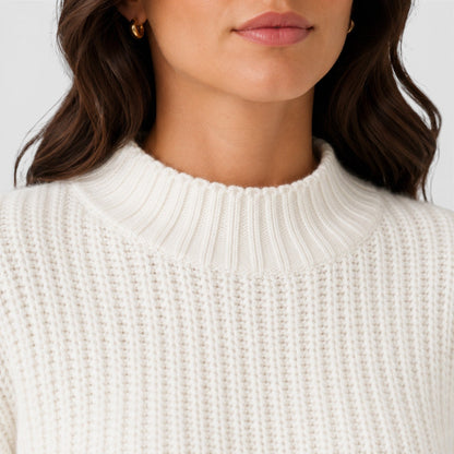 Maglione Corto Donna Elegante con Mezzo Collo Alto