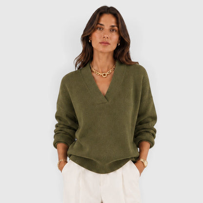 Maglione donna con scollo a V in maglia morbida