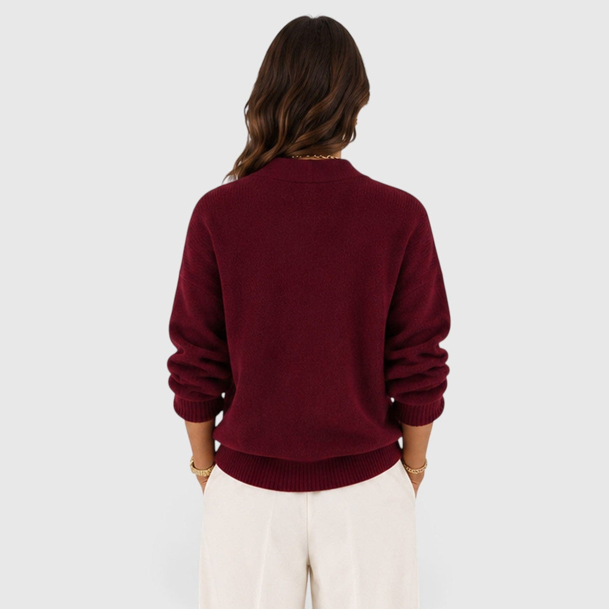Maglione donna con scollo a V in maglia morbida