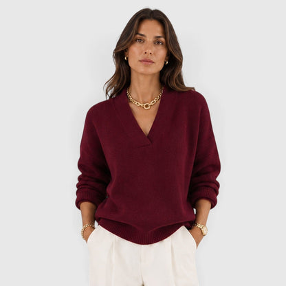 Maglione donna con scollo a V in maglia morbida