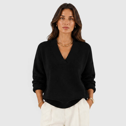Maglione donna con scollo a V in maglia morbida
