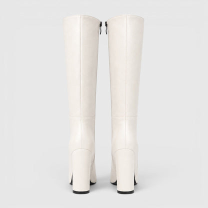 Stivali Donna al Ginocchio con Tacco Chunky e Zip Laterale