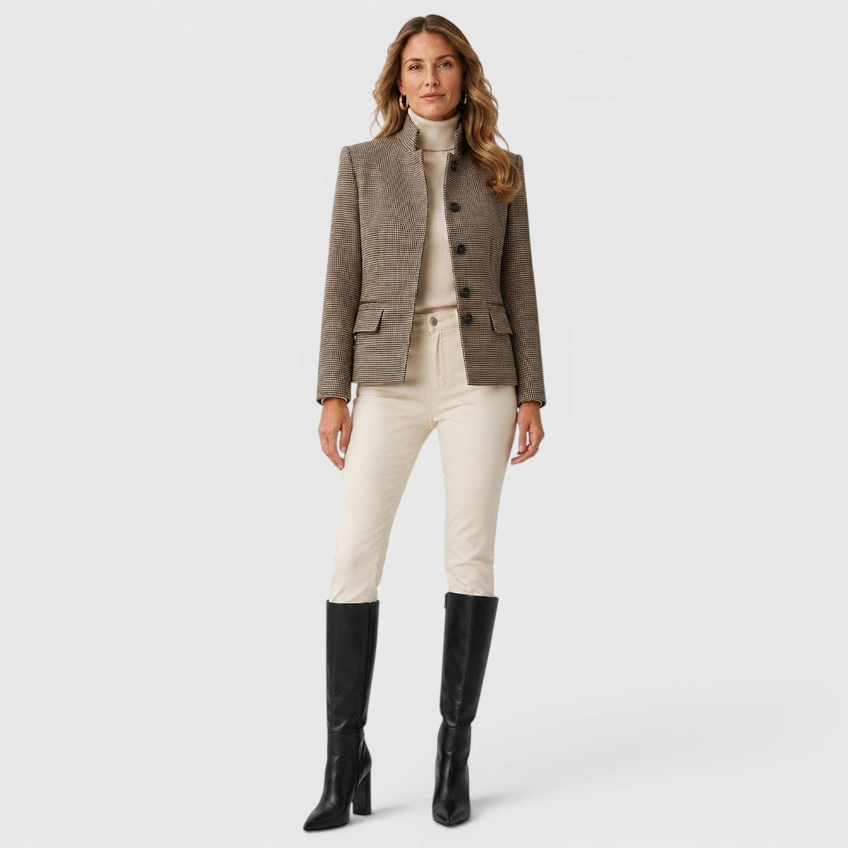 Stivali Donna al Ginocchio con Tacco Chunky e Zip Laterale