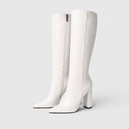 Stivali Donna al Ginocchio con Tacco Chunky e Zip Laterale