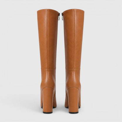 Stivali Donna al Ginocchio con Tacco Chunky e Zip Laterale