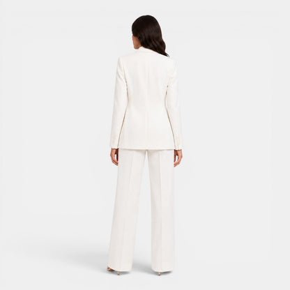 Tailleur Donna con Blazer e Pantaloni Larghi da Ufficio