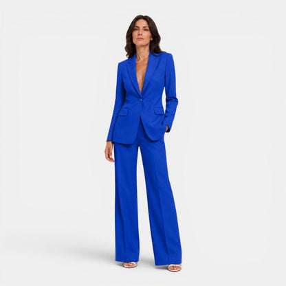 Tailleur Donna con Blazer e Pantaloni Larghi da Ufficio