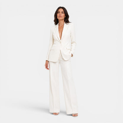 Tailleur Donna con Blazer e Pantaloni Larghi da Ufficio
