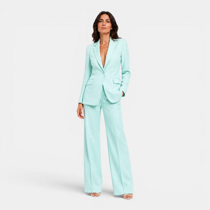 Tailleur Donna con Blazer e Pantaloni Larghi da Ufficio