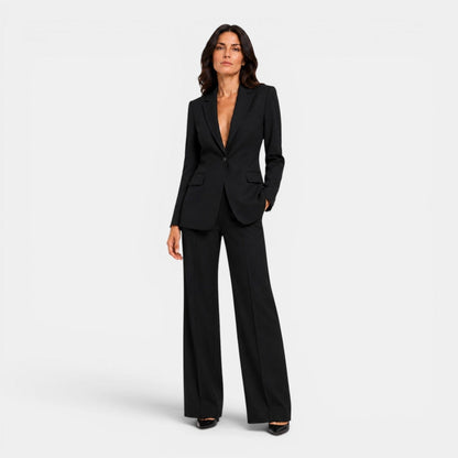 Tailleur Donna con Blazer e Pantaloni Larghi da Ufficio