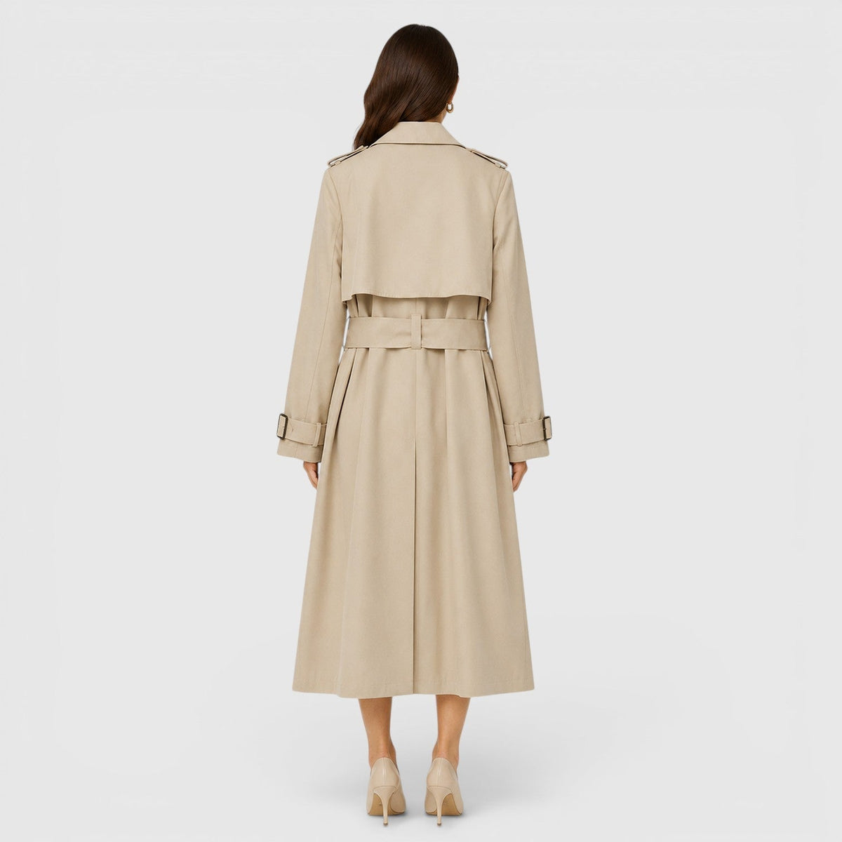 Trench Donna Leggero Lungo Doppiopetto con Cintura