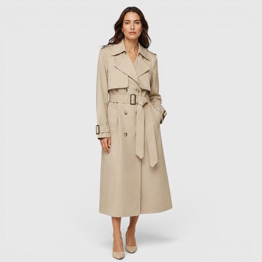 Trench Donna Leggero Lungo Doppiopetto con Cintura