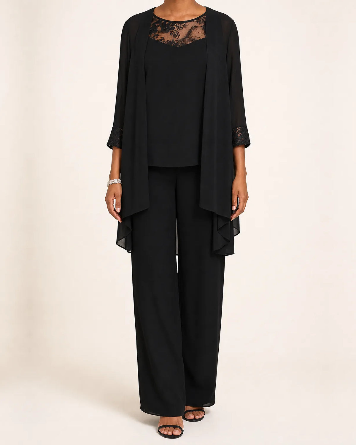 Completo da cerimonia ricamato tre pezzi con pantalone dritto