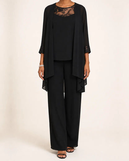 Completo da cerimonia ricamato tre pezzi con pantalone dritto