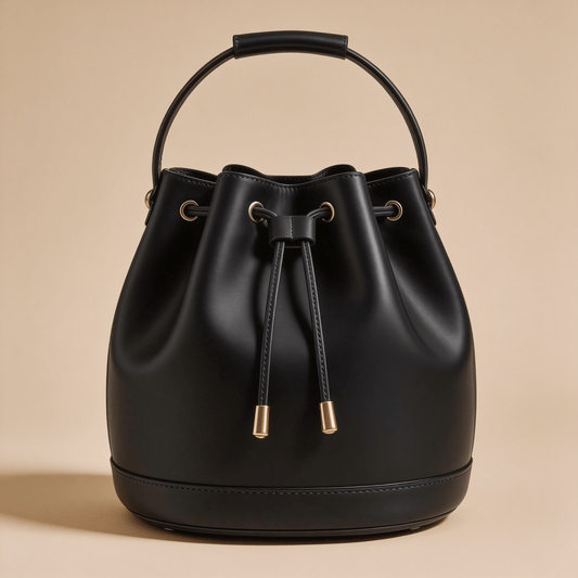 Borsa a Secchiello Savellini Luna in Ecopelle Liscia — Nero, borsa da donna in materiale vegano.