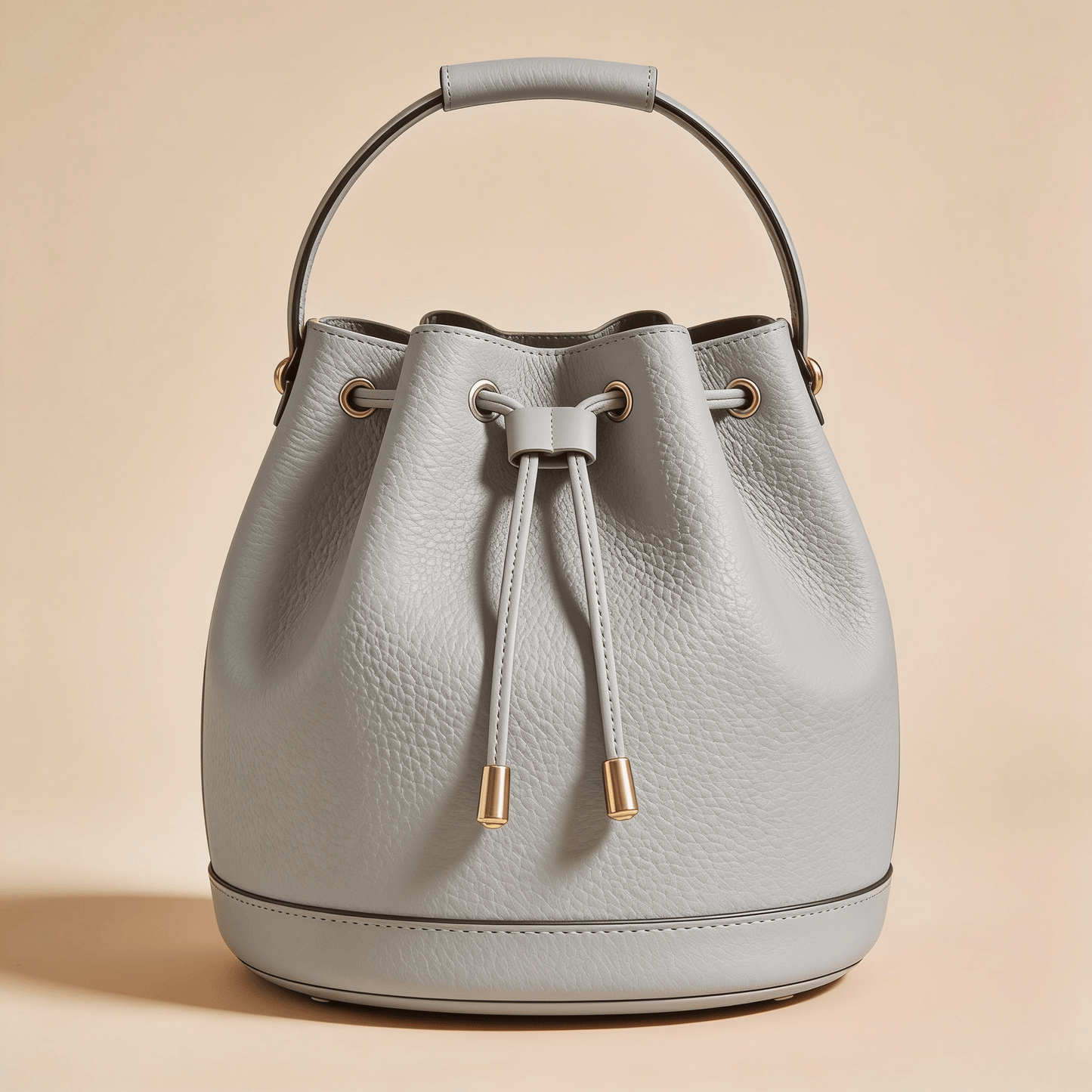 Borsa a Secchiello Savellini Luna in Ecopelle Martellata — Grigio Carrara, borsa da donna in materiale vegano.