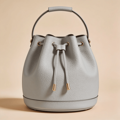 Borsa a Secchiello Savellini Luna in Ecopelle Martellata — Grigio Carrara, borsa da donna in materiale vegano.