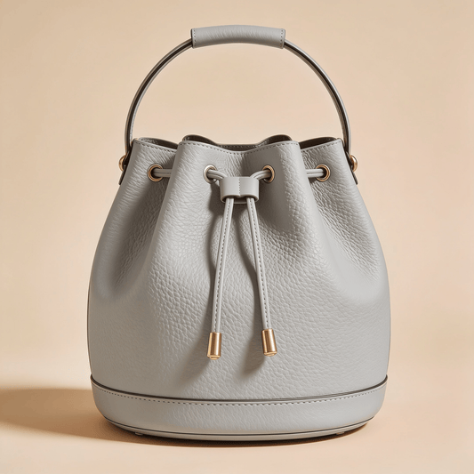 Borsa a Secchiello Savellini Luna in Ecopelle Martellata — Grigio Carrara, borsa da donna in materiale vegano.