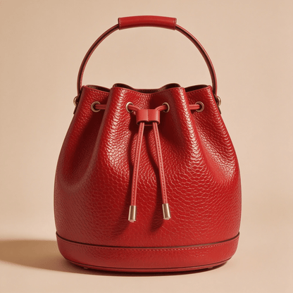 Borsa a Secchiello Savellini Luna in Ecopelle Martellata — Rosso, borsa da donna in materiale vegano.