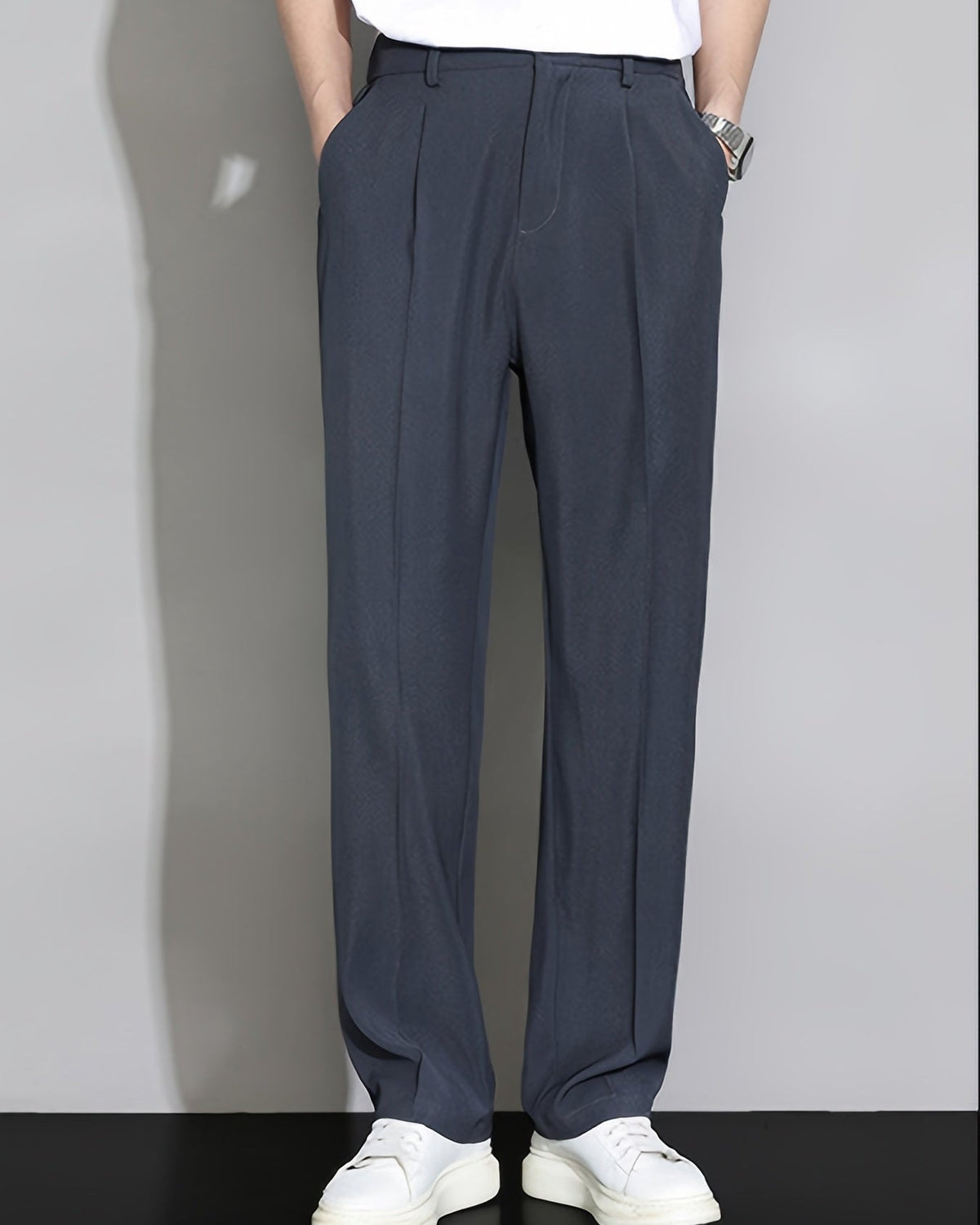 Khaki Men's Summer Straight Leg Trousers — Lino Conti
