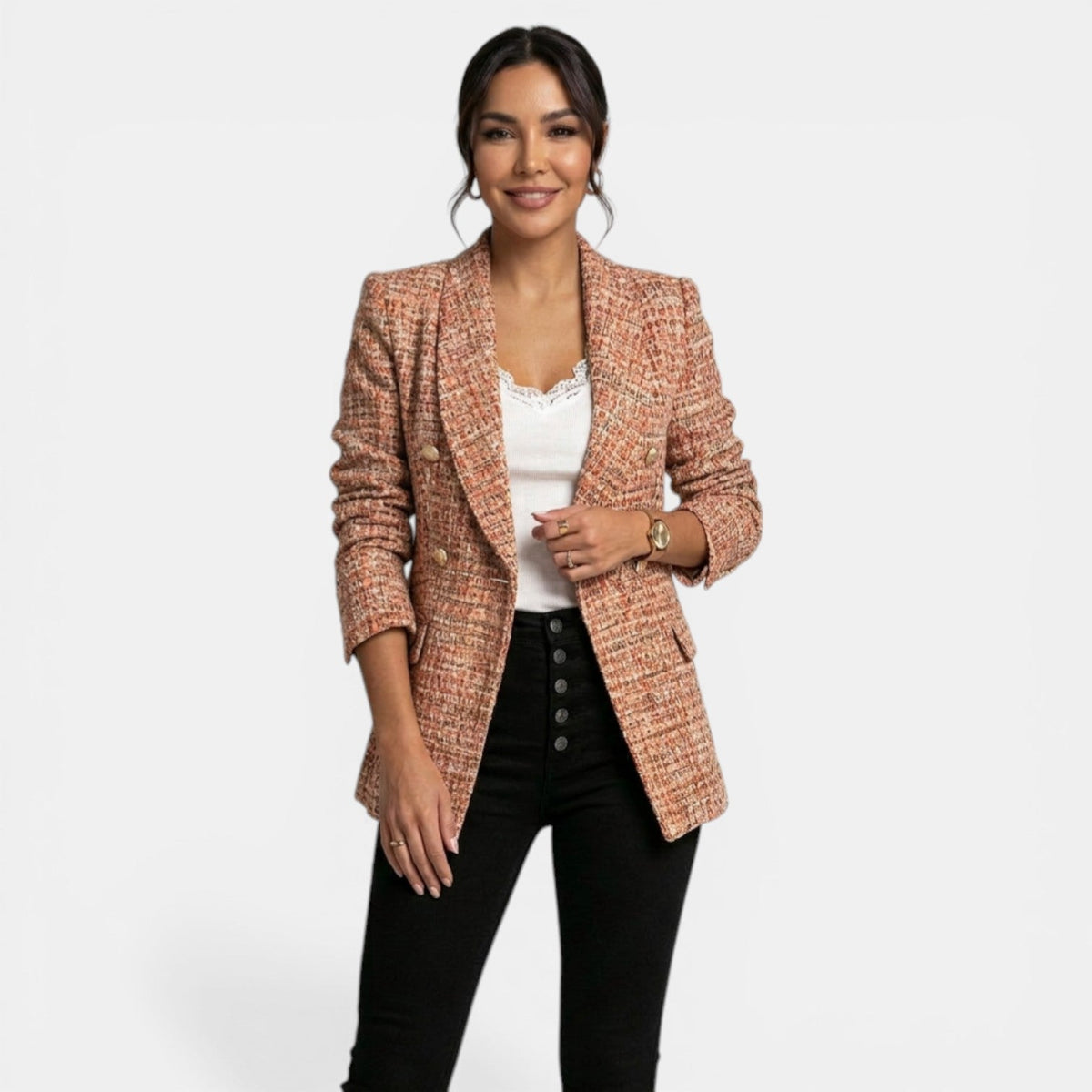 Blazer Donna Stampato Doppiopetto a Maniche Lunghe