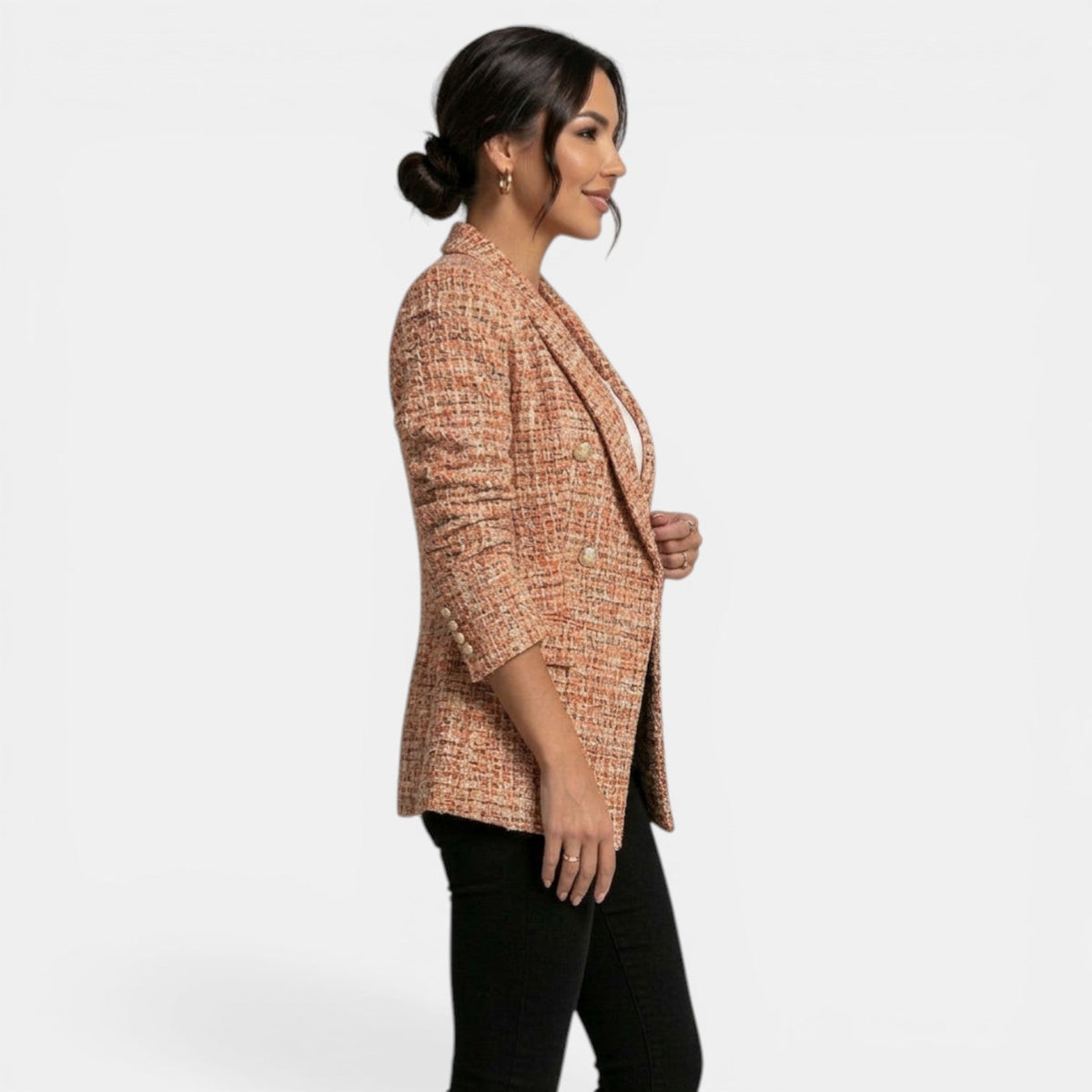 Blazer Donna Stampato Doppiopetto a Maniche Lunghe