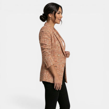 Blazer Donna Stampato Doppiopetto a Maniche Lunghe