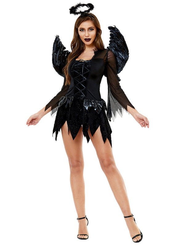 Damen Halloween Kostüm – Dunkler Engel Mini Kleid